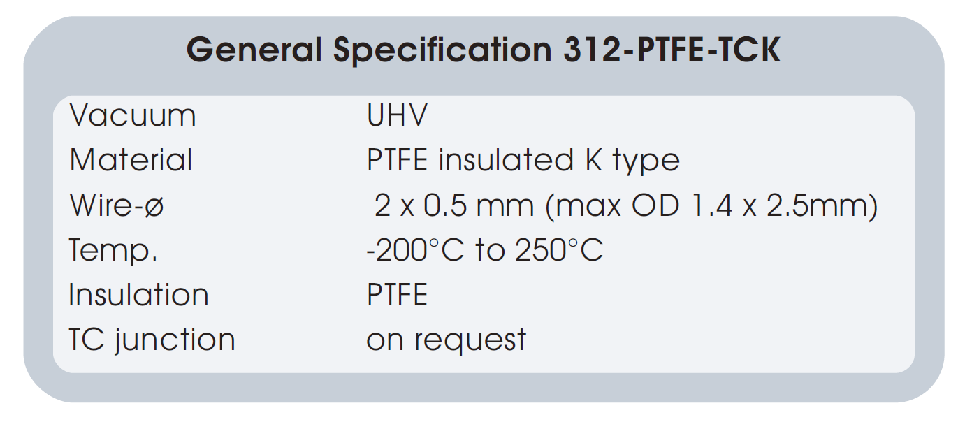 PTFE絕緣熱偶線纜基本參數